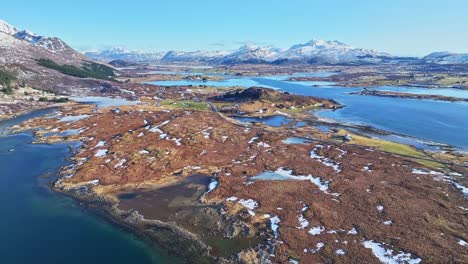 vista aérea de las islas lofoten hermoso paisaje durante el invierno