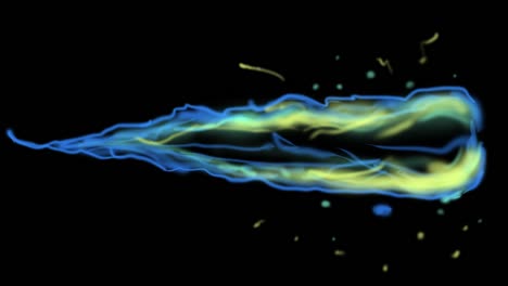 animación en 2d de un largo fuego azul.