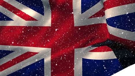 bandera del reino unido y nieve