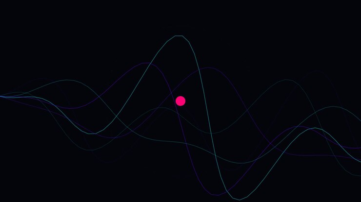Abstract Motion Graphic of Oscillating Waves and Pulsing Dot