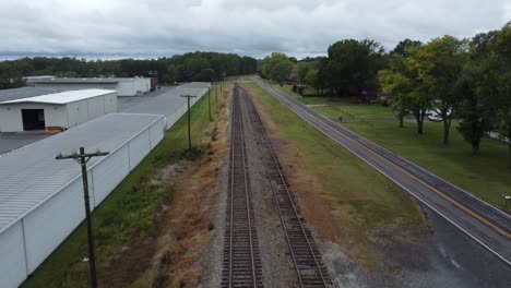 ariel shot of abandoned railroad tracks in clemmons nc