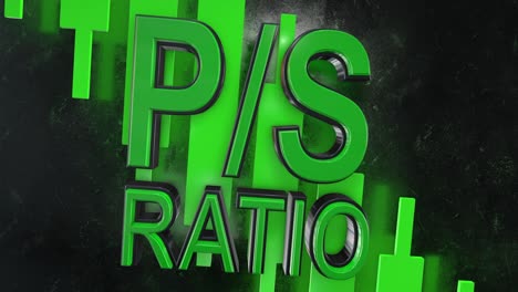 p/s ratio, price to sales ratio or psr 3d title animation for stock market