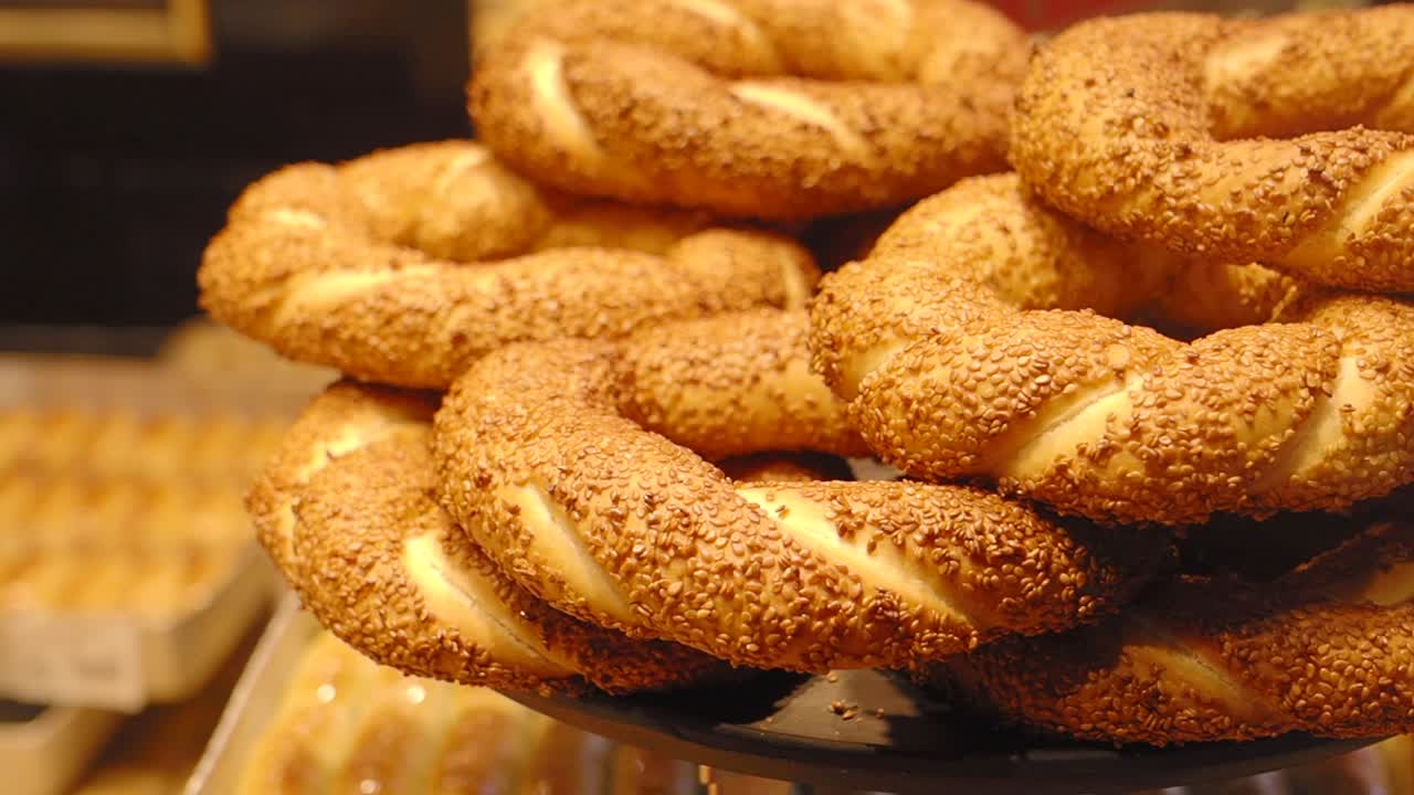 Pile of Sesame Bread (Simit)