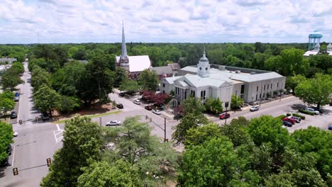 slow aerial push into aiken county courthouse in aiken sc, aiken south carolina