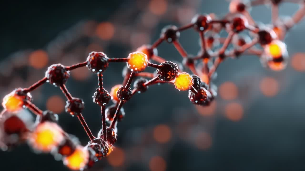 A captivating visualization of a molecular structure, showcasing a detailed view of a DNA helix, highlighting its intricate arrangement of atoms and vibrant connections
