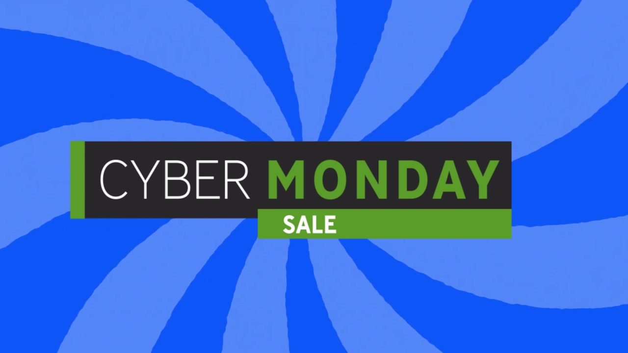 Animation of cyber monday sale text over stripes pattern background