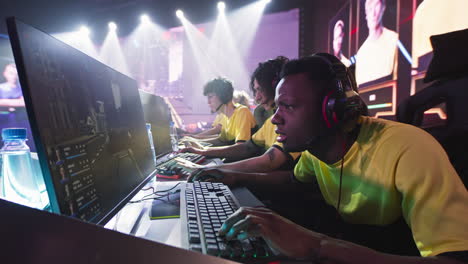 professional gamers competing in an esports tournament