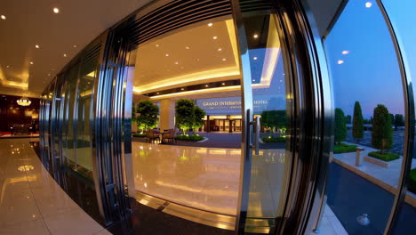 grand international hotel lobby at night