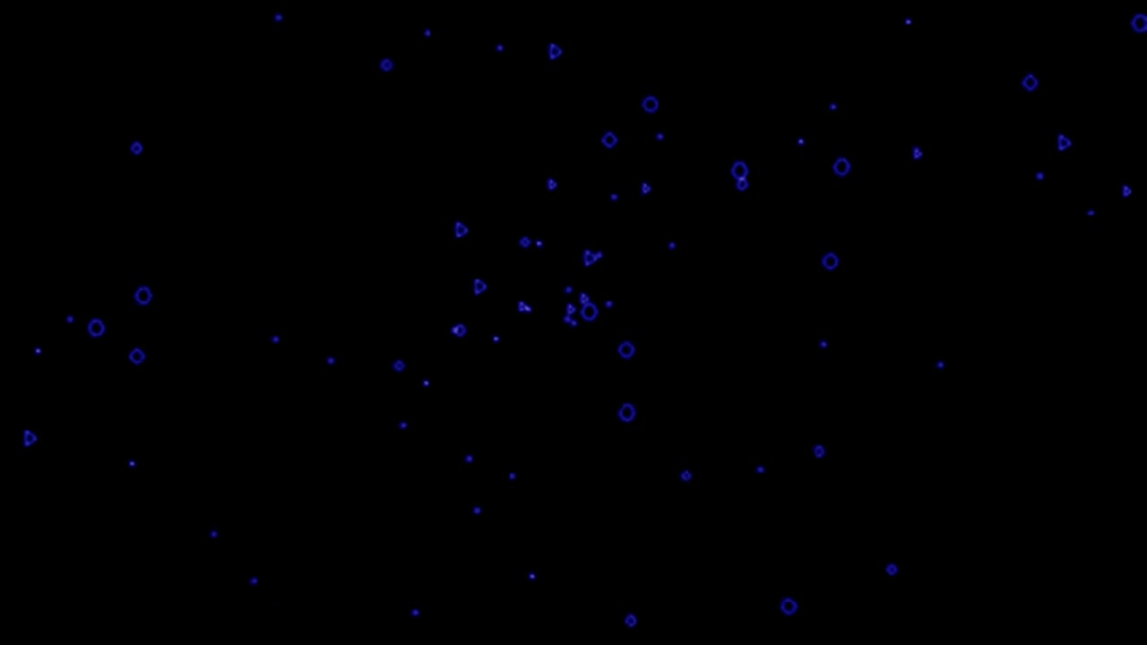 Abstract Blue Geometric Shapes Floating on Black Background