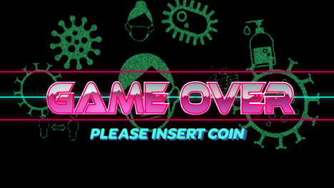 animación del juego sobre texto sobre iconos en fondo negro.