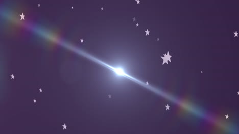 animation of multiple white stars falling on purple background with glowing light