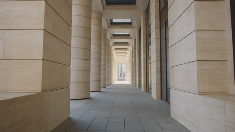 exterior of office building with colonnade