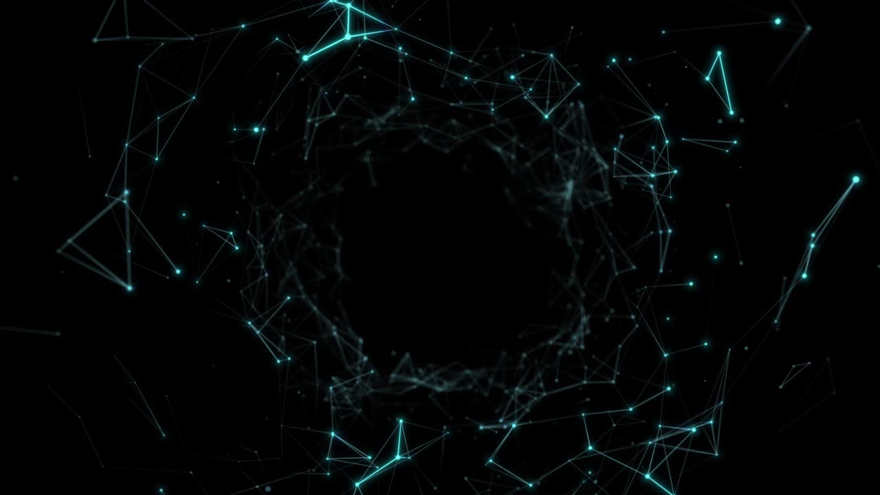 Abstract digital technology network plexus tunnel loop motion