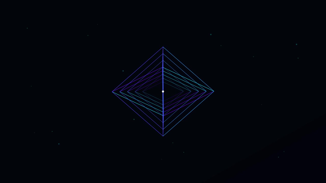 Abstract Geometric Diamond Shape Rotating in Dark Space