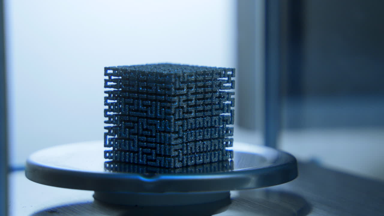3D Printed Metal Cube with Lattice Structure