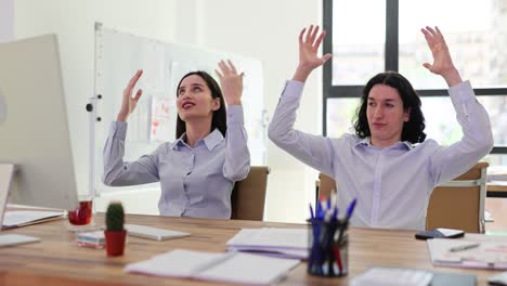office workers reacting to work stress and finding relaxation