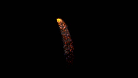 animación realista de fuego cayendo sobre fondo negro