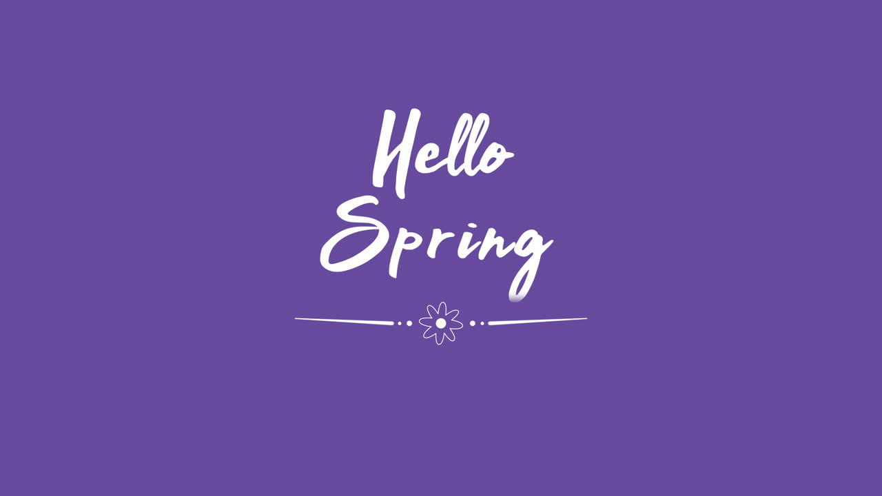 Hello Spring with flower on purple gradient