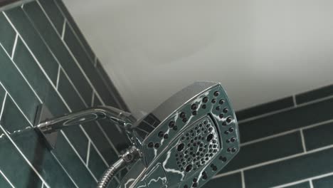 Newly-installed-shower-head-in-extreme-close-up