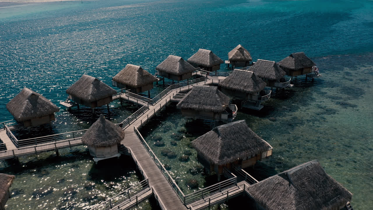 타히티 무레아 섬 해변 드론 영상