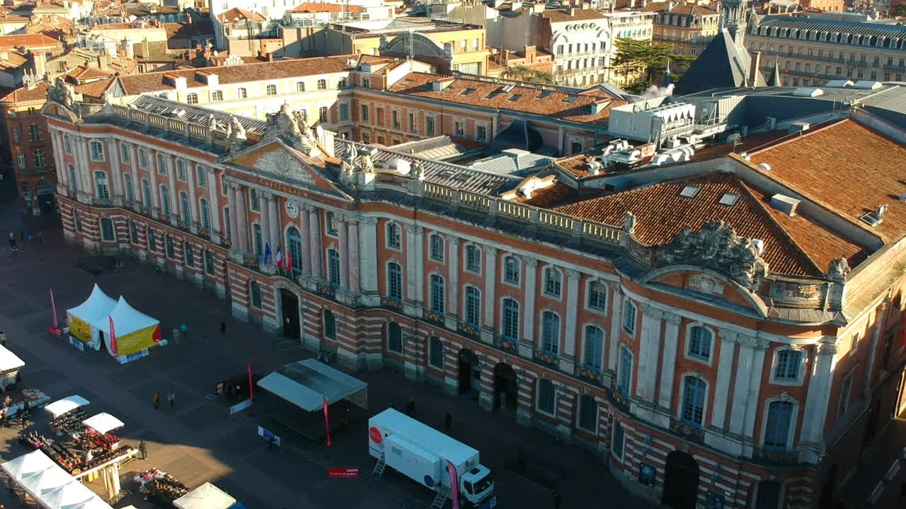 툴루즈, 프랑스. 드론 샷 1920x1080