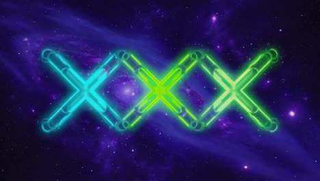 triple glowing crosses in space