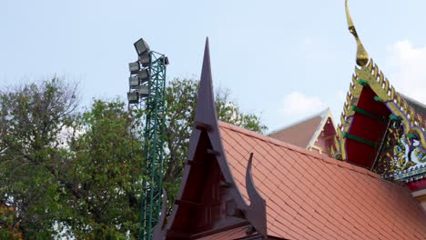 Top-view-pan-shot-of-Temple-Phanan-Choeng-Thailand-Ayutthaya