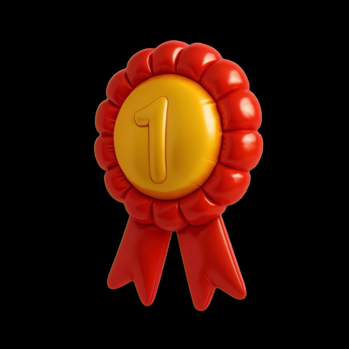 3D Rotating Red and Gold First Place Award Ribbon