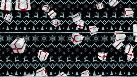 Animation-Eines-Weihnachtsdrucks-über-Tannenzweigen-Auf-Schwarzem-Hintergrund