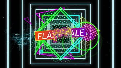 animación del texto de venta instantánea sobre un fondo abstracto