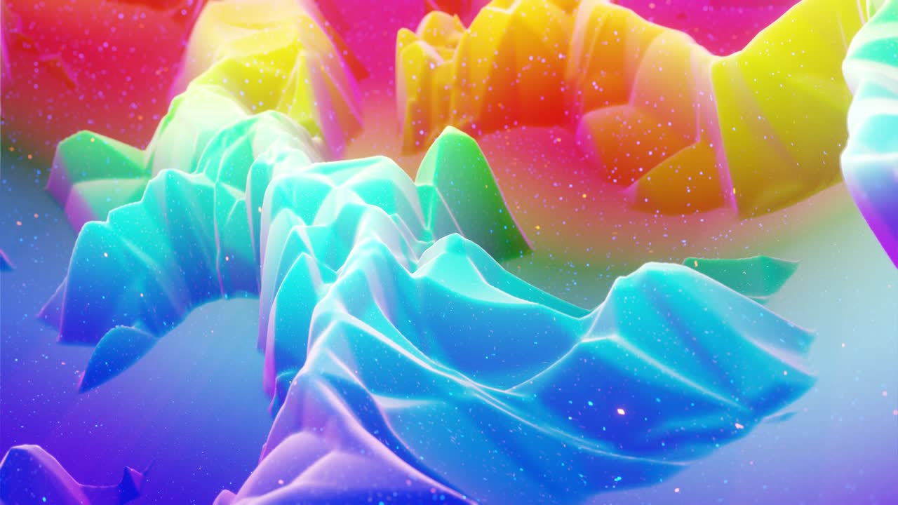스트루드 또는 디스플레이스 파동으로 아름다운 추상적인 3d 표면은 루프로 변환됩니다. 무지개 그라디언트: 달함이나 마말라드와 같은 부드러운 매트 재료, 가운 내부 빛, 모핑 표면에서 반이는.