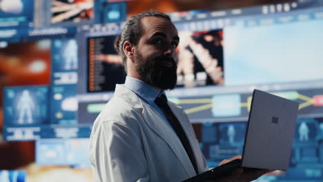 medical specialist reviewing digital diagnostics and electronic records
