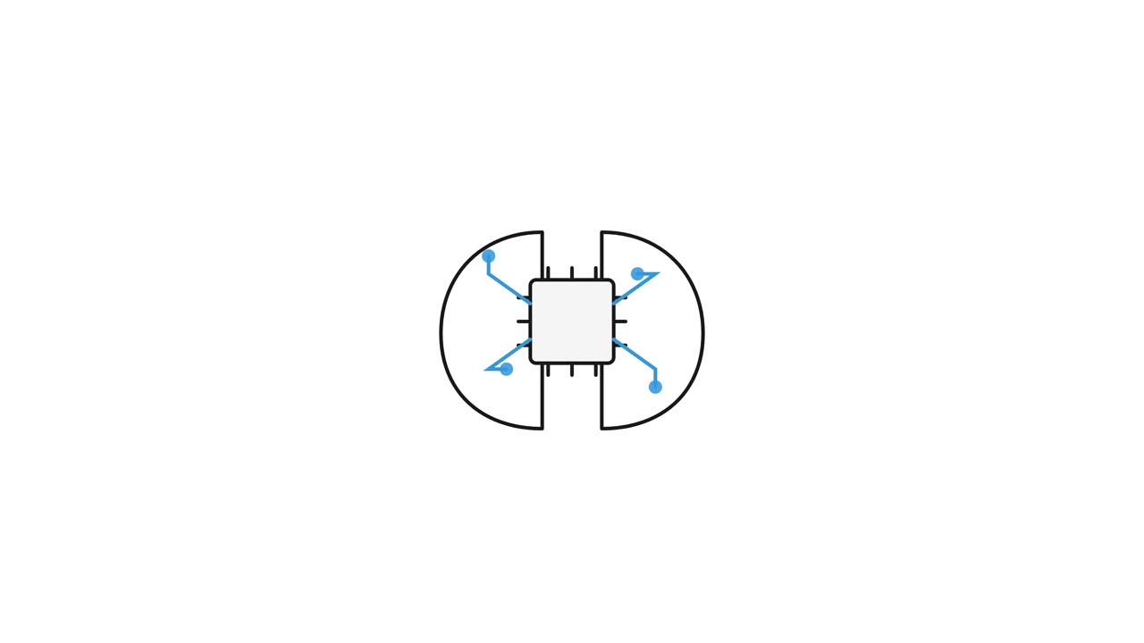 Animated Graphic of a Central Microchip Connecting to Data Nodes