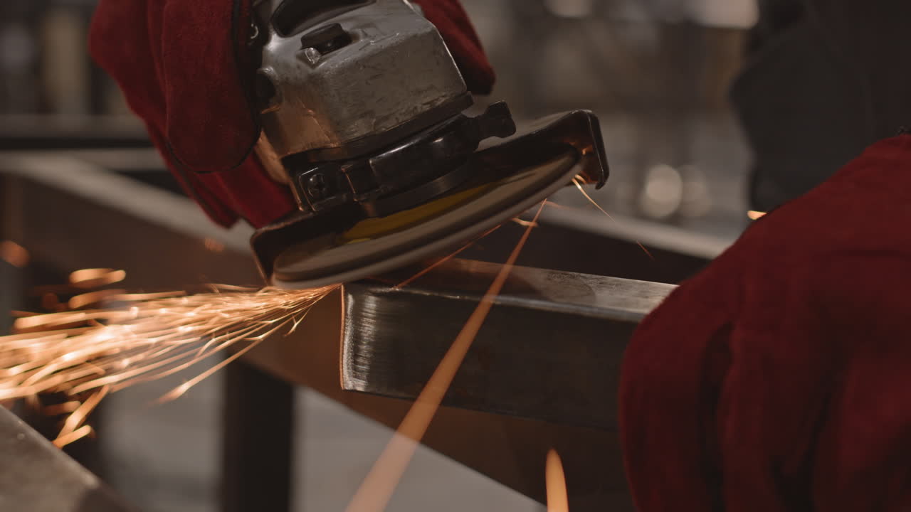 Grinding metal with angle grinder
