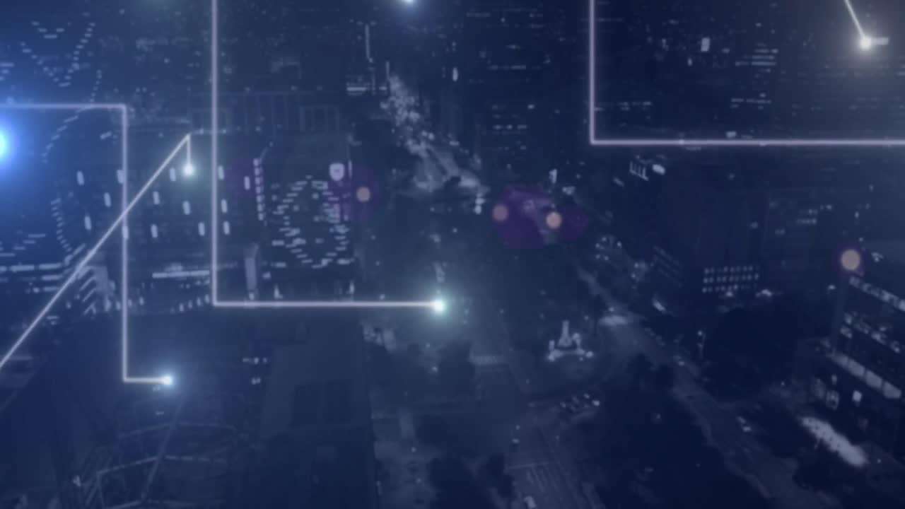 animación del procesamiento de datos y la red de conexiones