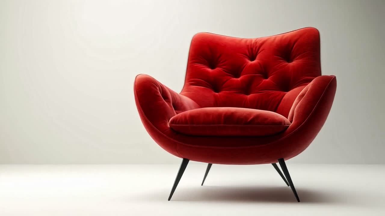 Stylish Red Velvet Armchair