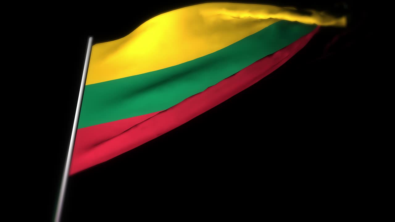 bandera de lituania, animación 3d realista de la bandera ondeando. bandera de lithuania ondeando en el viento. bandera nacional de lituania. animación de bucle sin costuras. 4k de alta calidad, renderización 3d