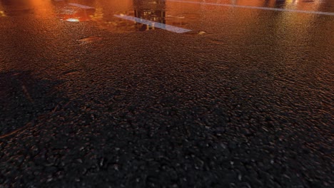 3d heavy rain hitting road at night - 4k realistic rain particle (loopable) - rainy day on a colorful street with traffic - wet road at night - low angle shot of in the rain - rainfall and reflection on road - loopable moving image - england - harrogate