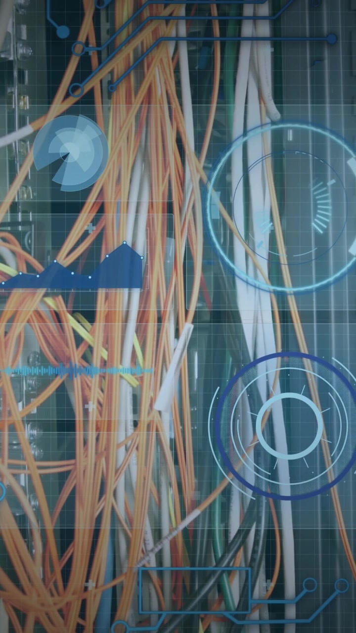 Animation of data processing over cables of computer server