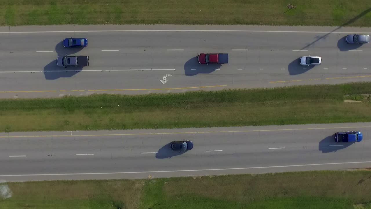 Aerial view of cars on a highway