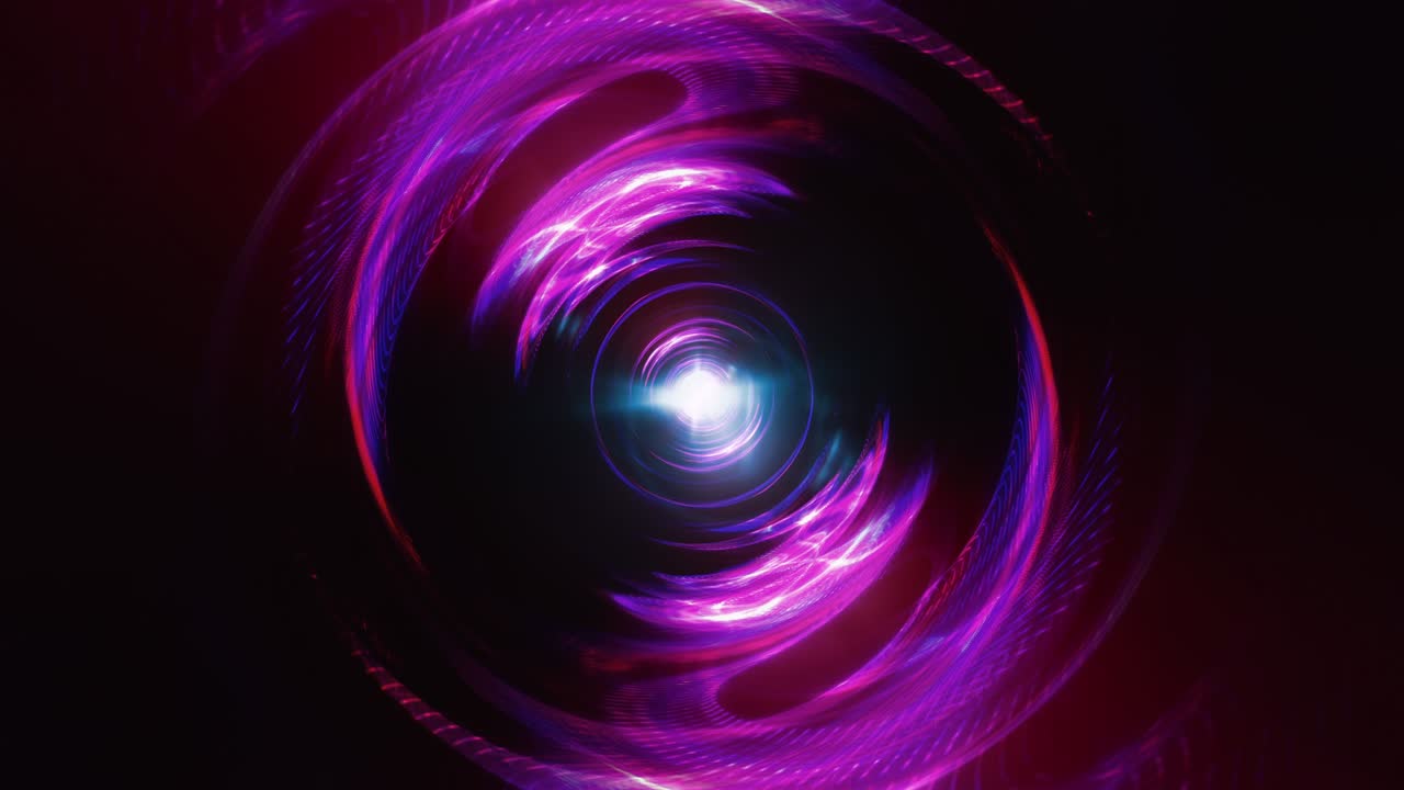 vuelo sin fin a través de luces de neón rosas rojas red digital ciber marco de cable túnel. 4k 3d bucle listo animación de viaje túnel digital. wire-frame futurista estilo vintage clip de fondo vj.