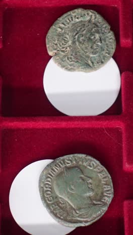 ancient roman coins vertical view 2