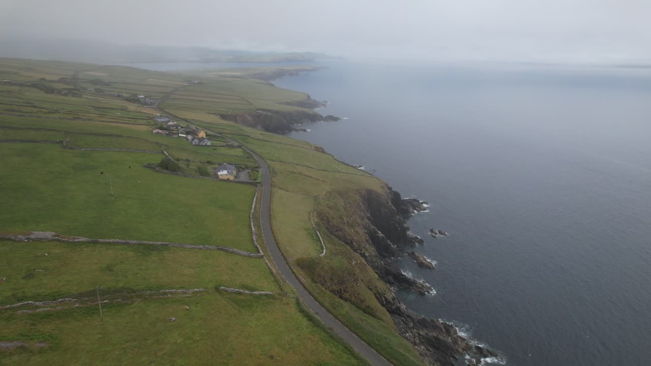 slea head drive dingle peninsula southwest atlantic coast, ireland drone aerial view
