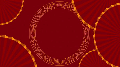 animation of chinese new year fan pattern on red background