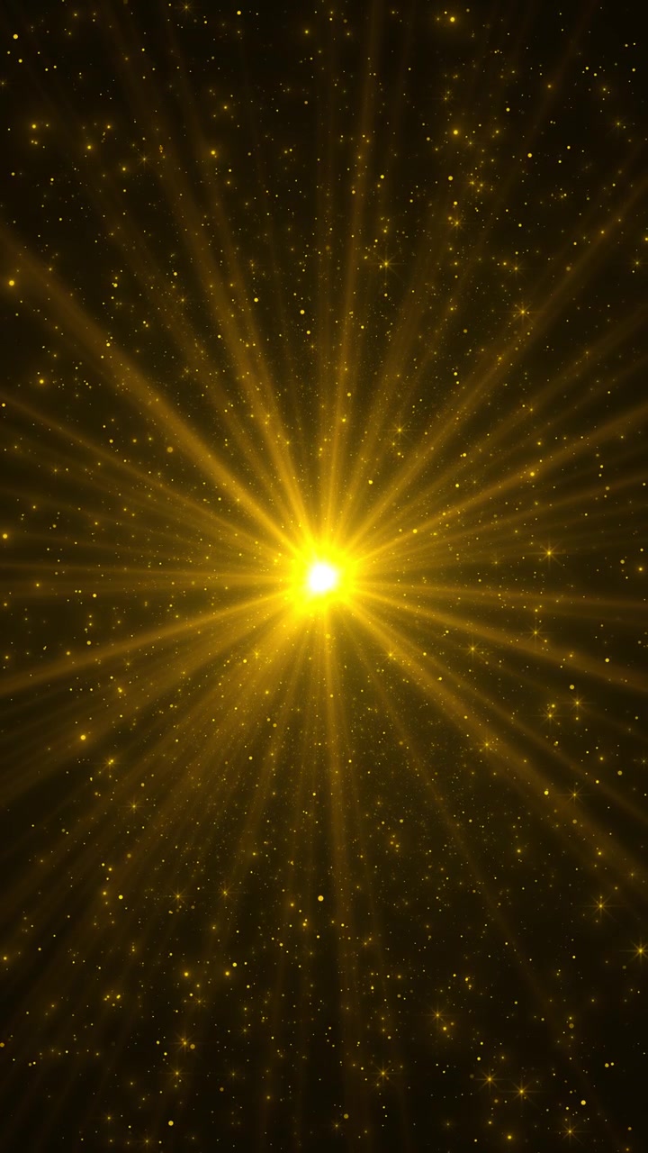 Gold radiant light explosion scene powerful sparkling dust glowing rays and premium cinematic impact