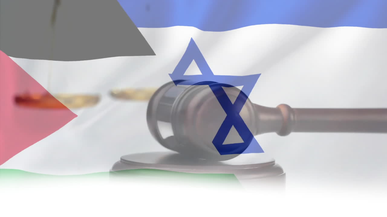 팔레스타인과 이스라엘의 발의 애니메이션