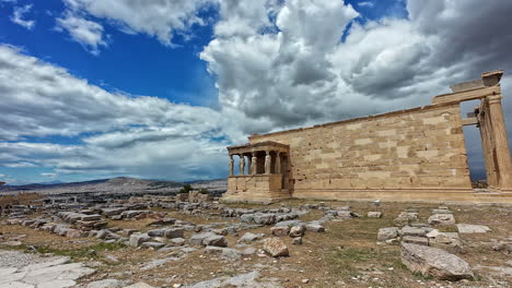 historical architecture of erechtheion, a fascinating ancient greek temple on acropolis of athens