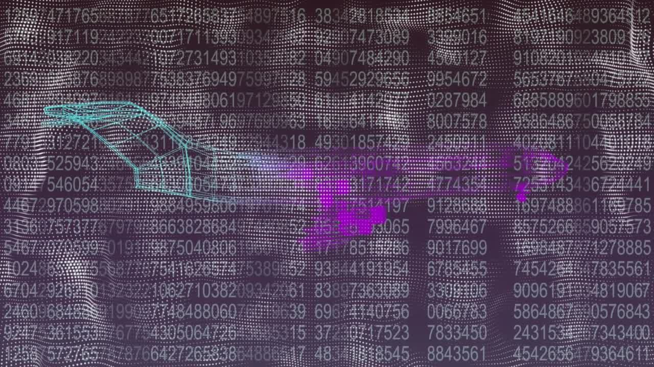 Animation of rotating brain over computer code and black background with data processing