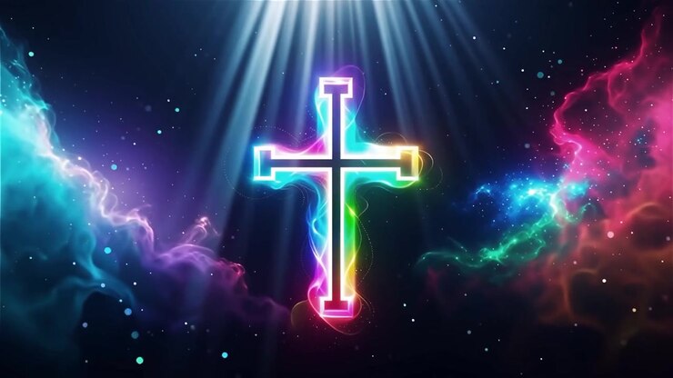 Christian Cross Heavenly Light Worship Background