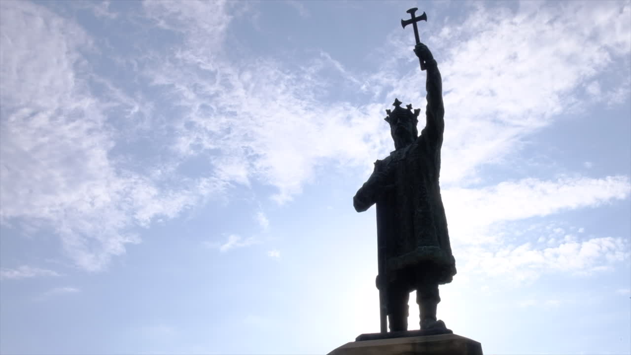 Chisinau, Moldova - August 18, 2021: Stephen the Great Monument in the city centre